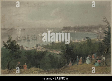 Edward Francis Finden, anglais, 1791-1857, après William Henry Bartlett, anglais, 1809-1854, le goulet de Staten Island, entre 1800 et 1857, gravure sur acier imprimé en encre noire, coloriés à la main sur papier vélin, Image : 4 × 7 pouces 5/8 (11,7 × 17,8 cm Banque D'Images
