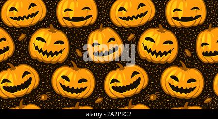 Halloween Party fond sans couture. Illustration vectorielle de motif citrouilles Illustration de Vecteur