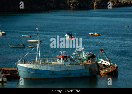 Les bateaux de pêche amarrés dans Aasiaat (Groenland) Banque D'Images