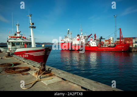 Les bateaux de pêche amarrés dans Aasiaat (Groenland) Banque D'Images