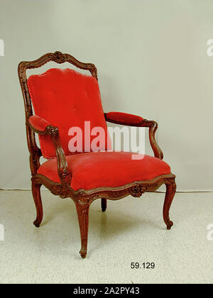 Inconnu (français), Fauteuil, 1725/1775, bois, velours, 41 x 33 5/8 x 29 3/4 in. (105,7 x 73,7 x 85,7 cm Banque D'Images