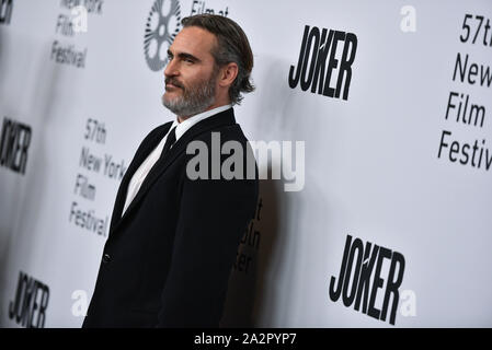 'Le Joker' film premiere, arrivées, 57e Festival du Film de New York, USA - 02 Oct 2019 -Joaquin Phoenix Banque D'Images