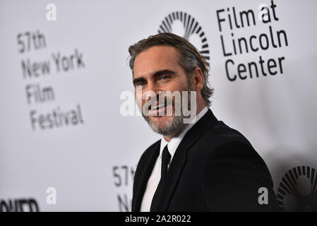 'Le Joker' film premiere, arrivées, 57e Festival du Film de New York, USA - 02 Oct 2019 -Joaquin Phoenix Banque D'Images