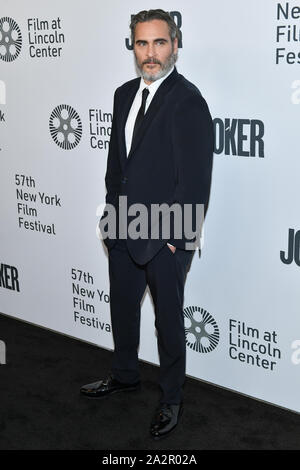 'Le Joker' film premiere, arrivées, 57e Festival du Film de New York, USA - 02 Oct 2019 -Joaquin Phoenix Banque D'Images