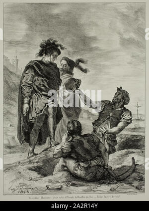 Eugène Delacroix, Français, 1798-1863, Hamlet et Horatio devant les fossoyeurs, 1843, lithographie imprimée dans l'encre noire sur papier vélin, droit (à l'exclusion des lettres) : 11 1/8 x 8 1/4 pouces (28,3 × 21 cm Banque D'Images