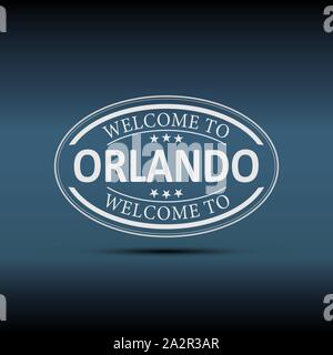 Bienvenue à Orlando la Floride Etats-unis icône illustration logo ovale sur fond blanc Illustration de Vecteur