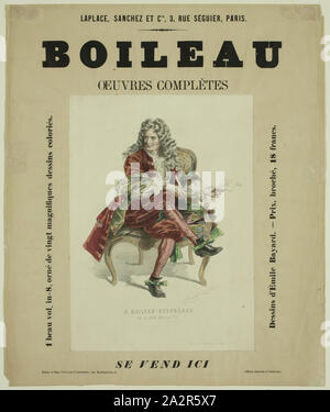 Emile-Antoine Bayard, Français, 1837-1891, N. Boileau - Despreaux, ch. 1880, gravure sur acier ? Imprimé en noir, coloriés à la main sur papier vélin, image : 8 3/8 x 6 in Banque D'Images