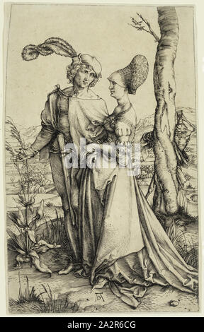 Albrecht Dürer, allemand, 1471-1528, de la promenade, ca. 1498, gravure imprimée à l'encre noire sur papier vergé, feuille (à l'intérieur d'une plaque découpée) Marque : 7 7/8 x 4 7/8 pouces (20 × 12,4 cm Banque D'Images