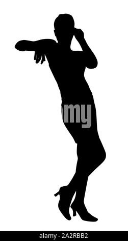 Attractive young woman leaning on quelque chose. Jeune femme d'affaires s'appuya contre un fond blanc.