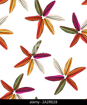 De belles fleurs de lys sur fond blanc. Motif florale. Conception pour tissu, papier peint, papier d'emballage. Patch pour impressions textiles. Banque D'Images