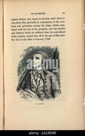 Portrait de Saussure, Horace Bénédict de Saussure (1740-1799), p. 69, 1853, Albert Smith ; l'histoire du Mont Blanc ; Londres : Bogue, 1853 Banque D'Images