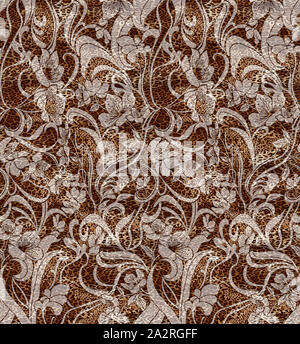 Motif de fleurs en peau de léopard. Modèle sans couture. Banque D'Images