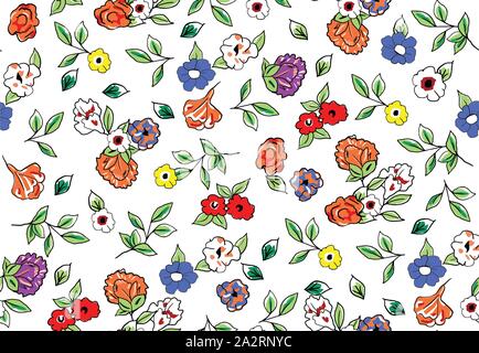 Résumé de l'élégance motif floral transparent sur fond blanc. Prêt pour l'impression textile. Illustration de Vecteur