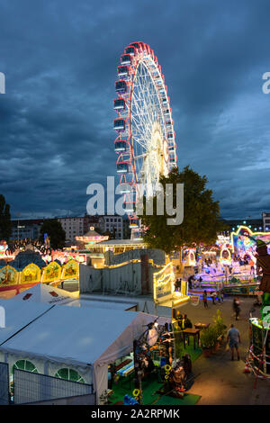 Cannstatter Volksfest Stuttgart : ((beer festival, fête foraine) voyageant à Cannstatter Wasen, Grande Roue dans la Région Stuttgart, Bade-Wurtemberg, Germa Banque D'Images