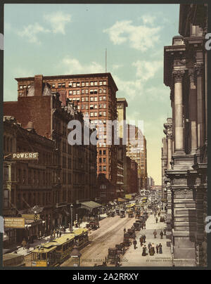 Randolph Street à l'Est de Montréal, la ville de Chicago. Banque D'Images