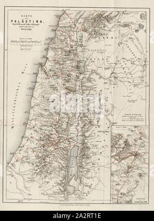 La carte de la Palestine et des environs de Jérusalem, la carte de la Palestine, fig. 2, p. 414 après, Velde, Charles William Meredith van de (inv.) ; Kiepert, Heinrich (inv.) ; Lange, Henry (del.) ; F. A. Brockhaus' Geogr. artiste. Anstalt (éd.), 1865, Konrad Furrer : Wanderungen durch Palestine. Zürich : Orell Füssli, 1865 Banque D'Images