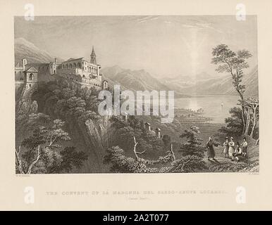 Le couvent de la Madonna del Sasso - au-dessus de Locarno (Canton du Tessin), sanctuaire de la Madonna del Sasso à Orselina au-dessus de Locarno et le Lac Majeur, signé : W.H. Bartlett, S. Fisher, pl. 34, après p. 72 (vol. 1), Bartlett, William Henry ; Fisher, S., 1834, William Beattie, Suisse. Londres : la vertu, 1836 Banque D'Images