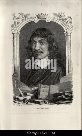 René Descartes, Portrait de René Descartes, signé : H. Rousseau ; F. Méaulle, fig. 7, p. 151, après Rousseau, H. ; Méaulle, F., 1869, Louis FIGUIER : Vies des savants illustres : depuis l'antiquité jusqu'au dix-neuvième siècle. Paris : librairie internationale, 1869 Banque D'Images