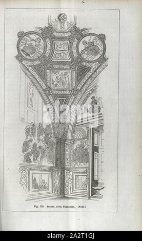 Stanza della Segnatura, vue intérieure Stanza della Segnatura au Vatican, signé : Nohl, fig. 152, S. 303, Nohl, Max, 1867, Jacob Burckhardt ; Wilhelm Lübke professeur : Baukunst. Stuttgart : Verlag von Ebner & Seubert, 1867 Banque D'Images