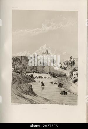 Hamadan, Hamadan (Iran), signé : Dessiné et Lithographié par Eugène Flandin ; Gide Editeur ; Imp. J. Rigo, Pl. LXVIII, Eugène Flandin, (dess. et lith.) ; Rigo, J. (imp.) ; Gide et Cie. (éd.), 1851, Eugène Flandin, Pascal Xavier Coste : Voyage en Perse pendant les années 1840 et 1841. Paris : Gide et Baudry, MDCCCLI Jule Banque D'Images