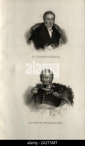 A. Czartoriski et Joseph Dwernicki, Portrait de Adam Jerzy Czartoryski et prince Józef Dwernicki, fig. 4, d'après p. 344, Roman Sołtyk, Heinrich Elsner, Carl Mayer : Polen und seine Helden im letzten Freiheitskampfe : nebst einem kurzen Abriss der polnischen Geschichte seit ihrem Beginne bis zum Jahre 1830. Bd. 2. Stuttgart : J. Scheible's Buchhandlung, 1834 Banque D'Images