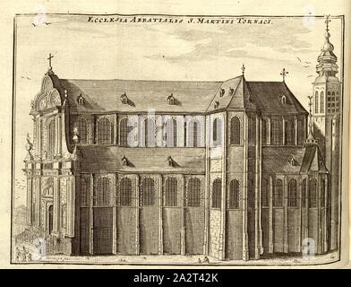 Abbatialis église Saint Martin à Tournai, bteikirche Saint-Martin à Tournai Belgique, signé : J. Harrewyn fec, Taf. 20, d'après p. 182, Harrewijn, Jacobus (FEC), [Jean-Baptiste Christyn] : les délices des Pays-Bas ou description géographique et historique des XVII provinces belgiques. Bd. 3. Liège : chez J. F. Bassompierre, père, MDCCLXIX Banque D'Images