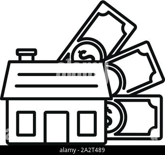 Chambre Argent mortgage icône. Maison contour argent icône vecteur prêt hypothécaire pour la conception web isolé sur fond blanc Illustration de Vecteur