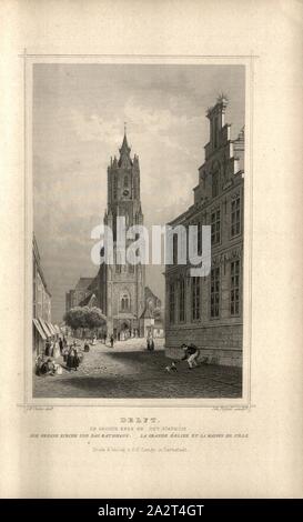 Delft. La Groote Kerk et le Stadhuis, vue nouvelle église et de la Mairie de Delft, signé : J. W. Cooke (del.) ; Joh. Poppel (couche externe.), après p. 186, p. 265, Cooke, J. W. (del.) ; Poppel, Johann (couche externe.), 1863, Der Rhein und die Rheinlande dans Original-Ansichten in ruhiger : Abtheilung 3, Section 2 / Hollande. Darmstadt : Druck und Verlag von Gustav Lange, 1863 Banque D'Images