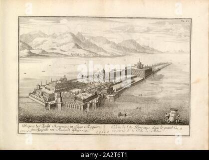 Borromaea perspective der isolée dans le Lac Majeur ..., vue sur une île Borromée dans le Lac Majeur du 18ème siècle, l'Italie a signé : J. B. F. C. Chr., E. del, TA., XV, p. 132, Fischer von Erlach, Johann Bernhard (del), Johann Bernhard Fischer von Erlach : Entwurff einer historischen Architectur, figure dans unterschiedener berühmten Gebäude, des Alterthums, und fremder Völcker, latouge Geschichtbüchern Gedächtnüsz-Müntzen, aus den Ruinen, eingeholten wahrhafften Abriszen, und, vor Augen zu stellen [...]. Andres Buch. Wien, 1721 Banque D'Images