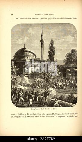 Bataille au Kadi mosquée de Plevna, mosquée pendant la bataille de Pleven (Bulgarie) 1877, fig. 55, p. 84, 1879, F. Kanitz : Donau-Bulgarien und der Balkan : historisch-geographisch-ethnographische Reisestudien aus den Jahren 1860-1879. Leipzig : Verlagsbuchhandlung von Hermann Fries, 1879-1880 Banque D'Images