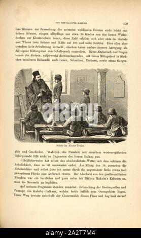 L'école dans le monastère de Troie, étudiants et enseignants en classe en Bulgarie, signé : HK, fig. 58, p. 109, Käseberg, Hugo (sc.), 1879, F. Kanitz : Donau-Bulgarien und der Balkan : historisch-geographisch-ethnographische Reisestudien aus den Jahren 1860-1879. Leipzig : Verlagsbuchhandlung von Hermann Fries, 1879-1880 Banque D'Images