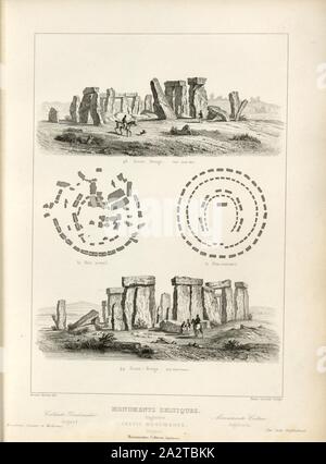 Monuments celtiques, Angleterre, Celtic monument à Stonehenge en Angleterre, signé : Ernest Breton (del), Emile Lejeune (sculps.), fig. 8, p. 53, Breton, Ernest (del), Leujeune, Emile (sc.), 1853, Jules Gailhabaud : Monuments anciens et modernes. Bd. 1. Paris : Librairie de Firmin Didot frères, 1853 Banque D'Images