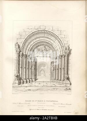 Église de Sainte Marie à Toscanella. Porte principale, porte de l'église de Santa Maria Maggiore à Toscanella, signé : d'après M. Alb., Lenoir, J. Jourdan del, J. Bury sc, fig. 40, p. 147, Lenoir, Albert (inv.) ; Jourdan, Jean Marie (del. d'après Albert Lenoir), Bury, Jean Baptiste Marie (sc.), 1853, Jules Gailhabaud : Monuments anciens et modernes : collection formant une histoire de l'architecture des différents peuples à toutes les époques. Paris : Librairie de Firmin Didot frères, 1853 Banque D'Images