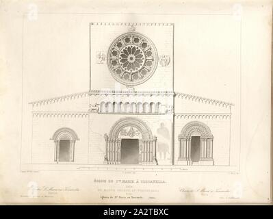 Église de Sainte Marie à Toscanella. Italie 1, élévation de l'église de Santa Maria Maggiore à Toscanella, signé : d'après M. Alb., Lenoir, J. Jourdan del, J. Bury sc, fig. 39, p. 145, Lenoir, Albert (inv.) ; Jourdan, Jean Marie (del. d'après Albert Lenoir), Bury, Jean Baptiste Marie (sc.), 1853, Jules Gailhabaud : Monuments anciens et modernes : collection formant une histoire de l'architecture des différents peuples à toutes les époques. Paris : Librairie de Firmin Didot frères, 1853 Banque D'Images