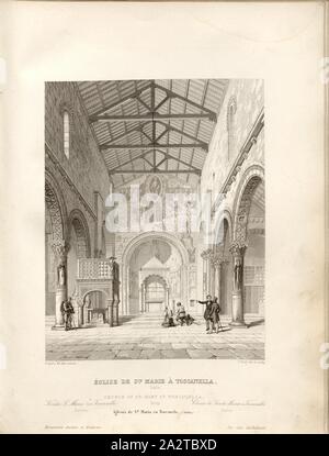 Église de Sainte Marie à Toscanella. Italie 2, nef principale de l'église de Santa Maria Maggiore à Toscanella, signé : d'après M. Alb., Lenoir, J. Bury del et sc, fig. 41, p. 149, Lenoir, Albert (inv.) ; Bury, Jean Baptiste Marie (del. d'après Albert Lenoir et sc.), 1853, Jules Gailhabaud : Monuments anciens et modernes : collection formant une histoire de l'architecture des différents peuples à toutes les époques. Paris : Librairie de Firmin Didot frères, 1853 Banque D'Images