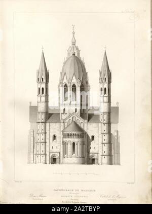 Cathédrale de Mayence. Cathédrale de Mayence, Allemagne, signé : Amoudru del, Bury, couche externe Fig. 75, p. 243, Amoudru (del.) ; Bury, Jean Baptiste Marie (sc.), 1853, Jules Gailhabaud : Monuments anciens et modernes : collection formant une histoire de l'architecture des différents peuples à toutes les époques. Paris : Librairie de Firmin Didot frères, 1853 Banque D'Images