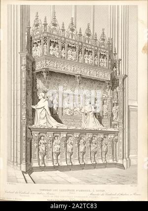 Tombeau des cardinaux d'Amboise, Rouen. La France, tombe dans la Cathédrale de Rouen, signé : de Mérindol del, Bury, couche externe Fig. 50, p. 224, Merindol, Jules Charles Joseph de (del.) ; Bury, Jean Baptiste Marie (sc.), 1853, Jules Gailhabaud : Monuments anciens et modernes : collection formant une histoire de l'architecture des différents peuples à toutes les époques. Paris : Librairie de Firmin Didot frères, 1853 Banque D'Images