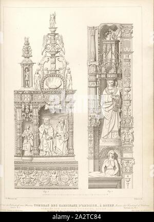 Tombeau des cardinaux d'Amboise, Rouen, tombe dans la Cathédrale de Rouen, signé : J. de Mérindol del, Clermont-tonnerre sc, fig. 51, p. 226, Merindol, Jules Charles Joseph de (del.) ; Clermont-tonnerre, Auguste Louis François (sc.), 1853, Jules Gailhabaud : Monuments anciens et modernes : collection formant une histoire de l'architecture des différents peuples à toutes les époques. Paris : Librairie de Firmin Didot frères, 1853 Banque D'Images