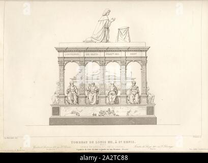 Tombeau de Louis XII, Saint Denis. France, tombeau de Louis XII (1462-1515) dans la cathédrale de Saint-Denis, signé : J. de Mérindol del, Clermont-tonnerre sc, fig. 54, p. 238, Merindol, Jules Charles Joseph de (del.) ; Clermont-tonnerre, Auguste Louis François (sc.), 1853, Jules Gailhabaud : Monuments anciens et modernes : collection formant une histoire de l'architecture des différents peuples à toutes les époques. Paris : Librairie de Firmin Didot frères, 1853 Banque D'Images