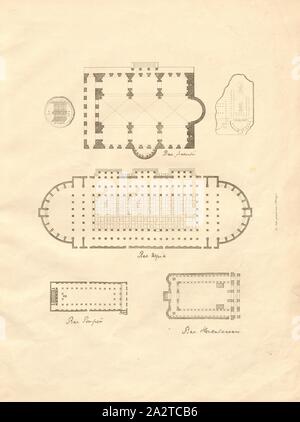 Cour de Plans, plans d'étage de basiliques basiliques, signé : gravé dans la pierre par J. Päringer, plaque 1, après p. 84, Päringer, J. (grav.), Christian Karl Josias von Bunsen : Die Basiliken des christlichen rom : nach ihrem Zusammenhange mit Idee und Geschichte der Kirchenbaukunst. Bd. 1. München : Literarisch-artistische Anstalt der J. G. Cotta'schen Buchhandlung, [1824 Banque D'Images