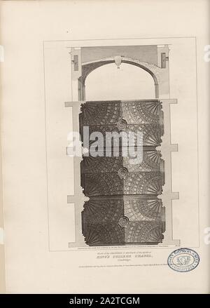 Plan de l'Groining et du pavillon de King's College, Cambridge, Plan du plafond de la chapelle de King's College à Cambridge, signé : gravée par John Smith, d'après un dessin de la fin Tho., Sandby, fig. 12, Pl. 2, à la p. 8, Sandby, Thomas (dessin) ; Smith, John (gravure), 1805, John Britton : Les antiquités architecturales de Grande-bretagne : représentés et illustré dans une série de vues, élévations, plans, coupes et détails de divers édifices anglais ancien : historique et descriptive avec comptes de chacune. Bd. 1. Londres : J. Taylor, 1807-1826 Banque D'Images