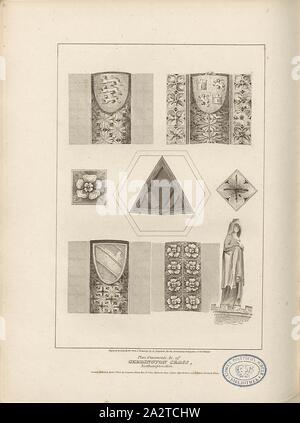 Planifier, ornements etc. de Geddington Cross, Northamptonshire, plan d'étage et les détails de l'Eleanor Croix à Geddington, signé : gravée par John Roffe, d'après un dessin de G. Berger, fig. 42, p. 24, Berger, G. (dessin) ; Roffe, John (Ing.), 1806, John Britton : Les antiquités architecturales de Grande-bretagne : représentés et illustré dans une série de vues, élévations, plans, coupes et détails de divers édifices anglais ancien : historique et descriptive avec comptes de chacune. Bd. 1. Londres : J. Taylor, 1807-1826 Banque D'Images