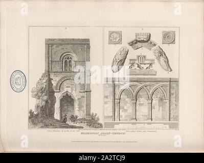 Abbey-Church Malmesbury, Wiltshire, Malmsbury église abbatiale, signé : Etch'd par John Roffe, d'après un dessin de J.C. Smith, fig. 52, Pl. VI, p. 12, selon Smith, Joseph C. (dessin) ; Roffe, John (1806), gravure, John Britton : Les antiquités architecturales de Grande-bretagne : représentés et illustré dans une série de vues, élévations, plans, coupes et détails de divers édifices anglais ancien : historique et descriptive avec comptes de chacune. Bd. 1. Londres : J. Taylor, 1807-1826 Banque D'Images