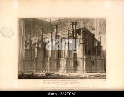 La chapelle Beauchamp : Warwick, vue à partir de S. E., Beauchamp, chapelle Collégiale de St Mary, Warwick, signé gravé par S. Rawle, dessin de C. Wild ; publié par Longman & Co, fig. 9, d'après p. 16, Wild, C. (dessin) ; Rawle, Samuel (gravure) ; Longman & Co., 1812 (publié), John Britton : Les antiquités architecturales de Grande-bretagne : représentés et illustré dans une série de vues, élévations, plans, coupes et détails de divers édifices anglais ancien : historique et descriptive avec comptes de chacune. Bd. 4. Londres : J. Taylor, 1807-1826 Banque D'Images