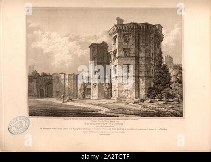 Tour du Grand Sud-Ouest, au sud-ouest de la façade Thornbury Castle Country House dans le Gloucestershire, signé : gravé par J. Le Keux ; dessiné par G. Berger, à partir d'un Dessin de F. Mackenzie ; publié par Longman & Co, fig. 53, p. 153 après, Mackenzie, F. (croquis) ; Shepherd, George (dessin) ; Keux, John Le (gravure) ; Longman & Co., 1813 (publié), John Britton : Les antiquités architecturales de Grande-bretagne : représentés et illustré dans une série de vues, élévations, plans, coupes et détails de divers édifices anglais ancien : historique et descriptive avec comptes de chacune. Bd. 4. Londres Banque D'Images