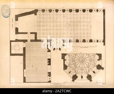 Plan de masse Crosby Hall, Londres, plan d'étage de l'édifice historique Crosby Hall à Londres, signé : J. Palmer Del, J. Roffe, sc, publié par Longman & Co, fig. 67, Pl. I, p. 186 après, Palmer ; J. (del.) ; Roffe, John (gravure) ; Longman & Co., 1813 (publié), John Britton : Les antiquités architecturales de Grande-bretagne : représentés et illustré dans une série de vues, élévations, plans, coupes et détails de divers édifices anglais ancien : historique et descriptive avec comptes de chacune. Bd. 4. Londres : J. Taylor, 1807-1826 Banque D'Images