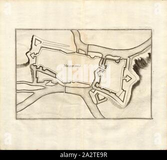 Mezieres, Plan de la forteresse de Mézières sur la Meuse, fig. 56, troisième partie, après p. 20, Martin Zeiller : Topographia Galliae, de l'Oder, Contrafaitung vornehmbsten und Beschreibung der und dem bekantisten Oerter dans mächtigen und grossen Königreich Franckreich beedes eygner : auss Erfahrung und den Besten und berühmbtesten Scribenten underschiedlichen Spraachen dans aussgangen seyn dont auch auss erlangten- und Bericht von etlichen Relationen Jahren hero dans zusammengetragen richtige Ordnung und gebracht auff begehren zum Druck. verfertiget Bd. 2. "Francfort : Im Verlag Caspar Merians, M DC LVI Banque D'Images