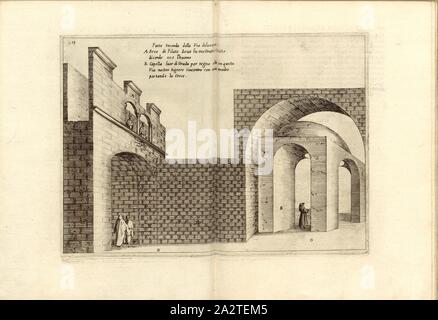 La deuxième partie de la Via Dolorosa. A. Arch de Pilate où Christ a été montré en disant ici est l'homme B. Capella de la voie comme un signe que de cette façon, notre Seigneur est réunion avec sa mère portant la croix, 2ème Station de la Via Dolorosa à Jérusalem et Ecce-Homo-Arch après Bernardino Amico, fig. 12, 19, après p. 25, Amico, Bernardino (inv.) ; Tempesta, Antonio (sc.), 1591, Bernardino Amico da Gallipoli : Trattato delle Piante & Visuels de Sacri Edifizi di terra Santa disegnate dans Jerusalemme secondo le regole della Prospettiva et vera misura della lor grandezza. Firenza : appresso Pietro Banque D'Images