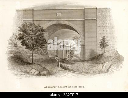 Pont-aqueduc à chanter chanter, pont au-dessous de l'aqueduc de Croton chanter chanter à New York, signé : F.B. Tower, Napoléon Gimbrede (sc.), fig. 11, Pl. XIII, p. 102 après, Tour, B. ; Gimbrede, Joseph Napoléon (sc.), Fayette Bartholomew Tour : Illustrations de l'Croton aqueduc. New York, Wiley & Putnam, 1843 Banque D'Images