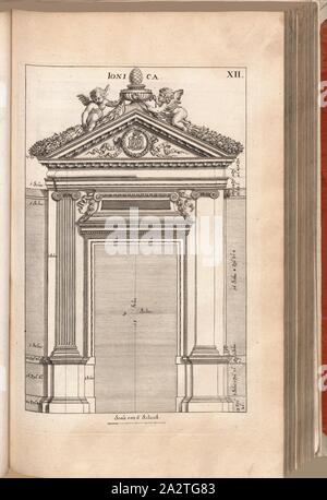 2 ionique, portail de l'ordre ionique, fig. 27, XII, après p. 30, Nürnberg Endter Offizin (imp.), 1775, Joachim von Sandrart:Teutsche Academie der Bau- und Bildhauer- Maler-Kunst worinn : die Regeln und Lehrsätze dieser Künste gegeben, nicht weniger zu besten die Erläuterung multiples Exemple der alten und neuen Künstler dans beygefüget Kupfer worden, wie solche en Rom auf das genaueste abgezeichnet Lebensbeschreibungen sind : nebst den Besten der griechischen, römischen und neuen Künstler, ingleichen der Anzeige ihrer vornehmsten Werke. Nürnberg : verlegt dans Endterischen Handlung der Johann Andreas Banque D'Images